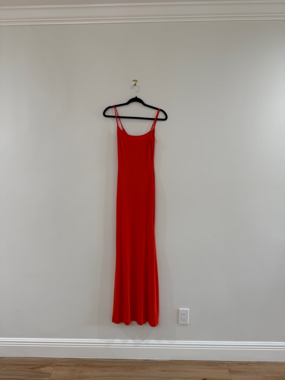 SKIMS Red Slip Maxi Dress with Spaghetti Straps